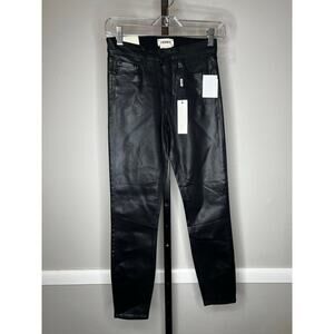 L’AGENCE Margot High Rise Skinny Black Coated Jeans Size 23 NWT